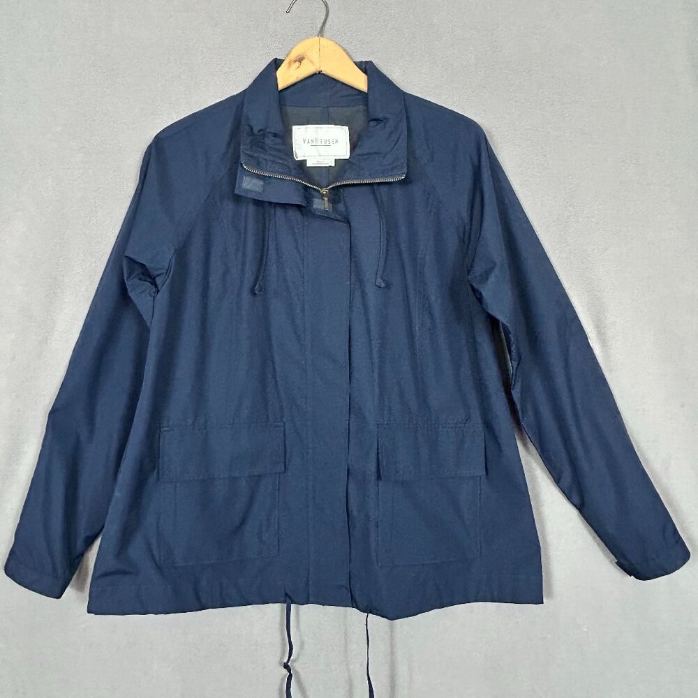 Van Heusen Rain Jacket Women's Navy Blue Size Small Water Resistant Lightweight